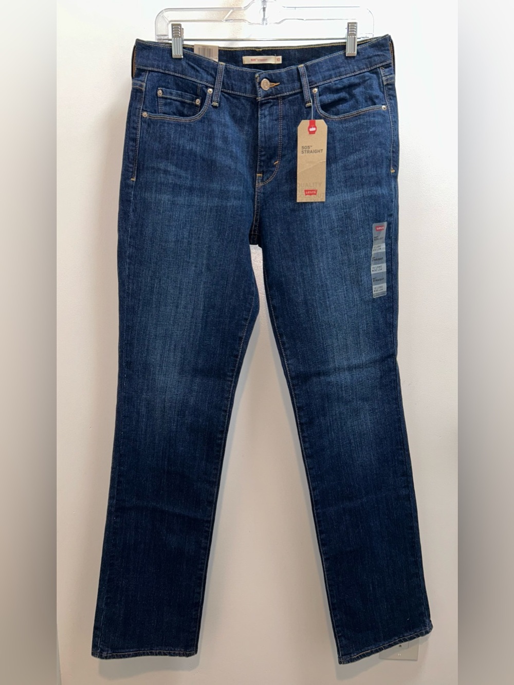 Levi’s 505 straight leg mid rise dark wash jeans women’s Sz 10L NWT